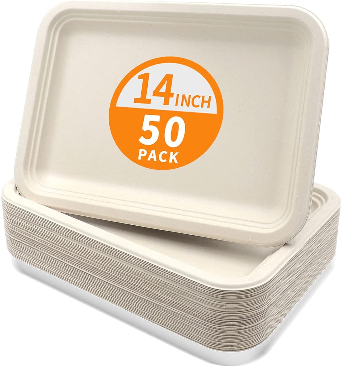 Celel 50 Pack 14 inch Disposable Crawfish Trays, PFAS-Free Large Paper Plates 14 inch Food Trays for Seafood Boil, BBQ, Dessert, Seafood Boil Party Supplies
