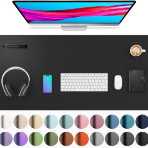 Aothia Leather Desk Pad Protector, Mouse Pad, Office Desk Mat, Non-Slip PU Leather Desk Blotter, Laptop Desk Pad, Waterproof Desk Writing Pad for Office and Home (Black,36" x 17")