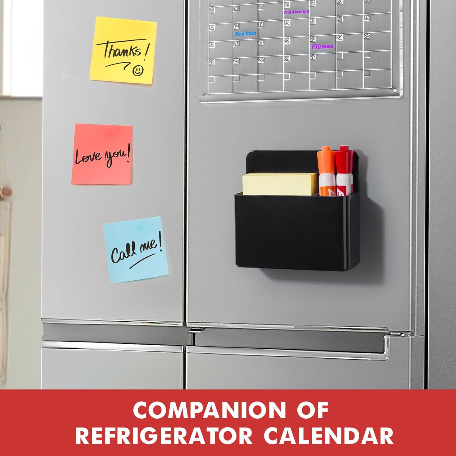 BEYGORM 2 Pack Plastic Magnetic Pen Holder for Refrigerator, Dry Erase Marker Holder for Whiteboard,Magnet School Locker Organizer Accessories, Pencil Cup, Pen Caddy, Classroom Organization(Black) - Image 4