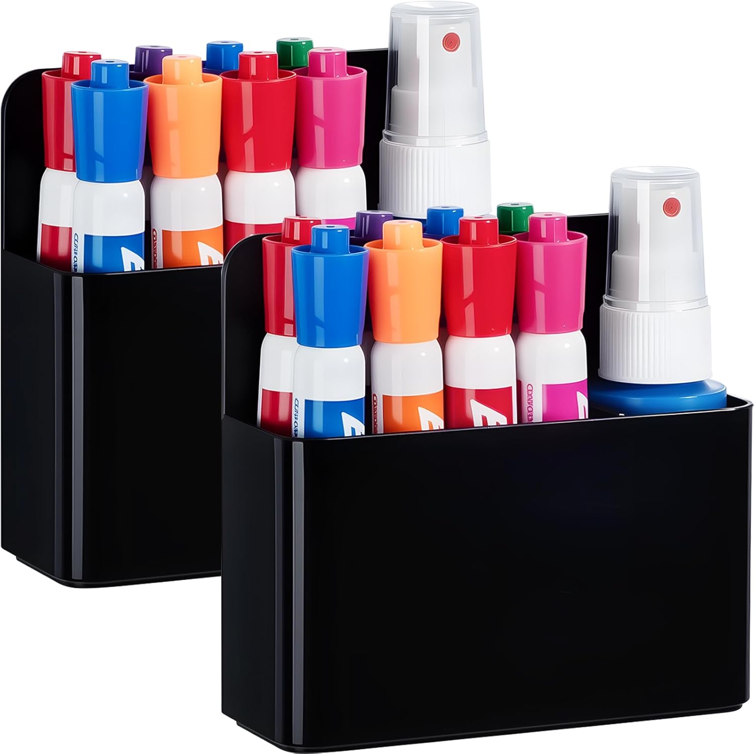 BEYGORM 2 Pack Plastic Magnetic Pen Holder for Refrigerator, Dry Erase Marker Holder for Whiteboard,Magnet School Locker Organizer Accessories, Pencil Cup, Pen Caddy, Classroom Organization(Black) - Image 8