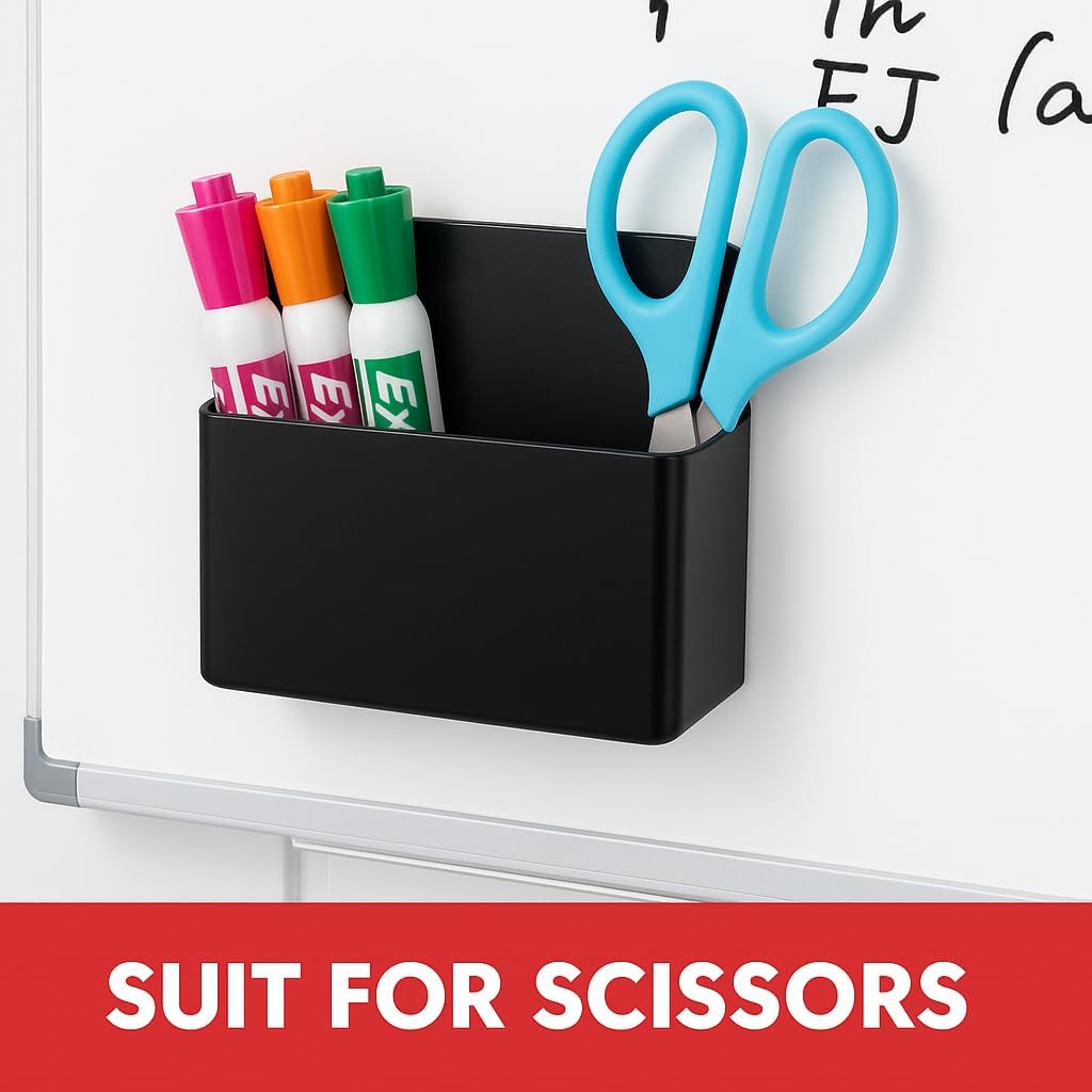 BEYGORM 2 Pack Plastic Magnetic Pen Holder for Refrigerator, Dry Erase Marker Holder for Whiteboard,Magnet School Locker Organizer Accessories, Pencil Cup, Pen Caddy, Classroom Organization(Black) - Image 9
